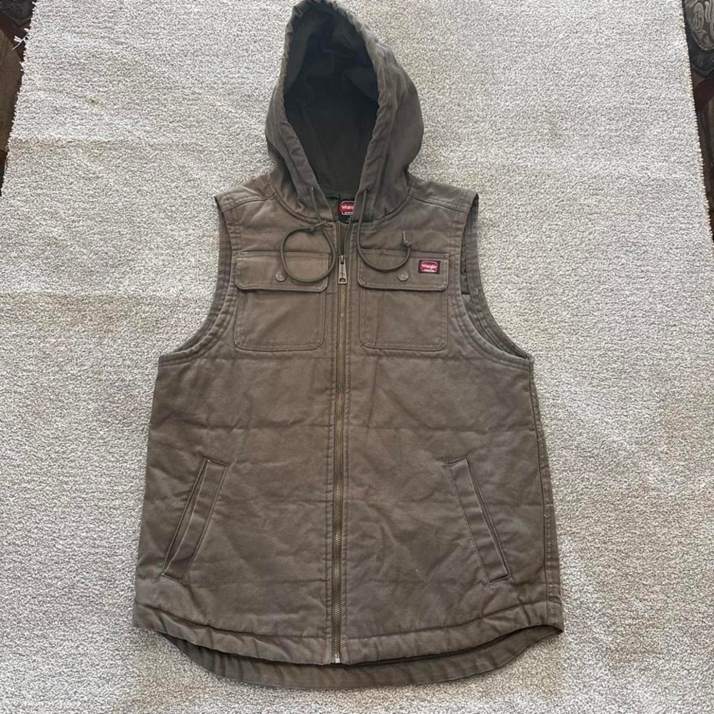 Wrangler Brown Hooded Vest Men's Medium Western Workwear
